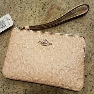 *SOLD*Coach Blush Pink Corner Zip Wristlet
